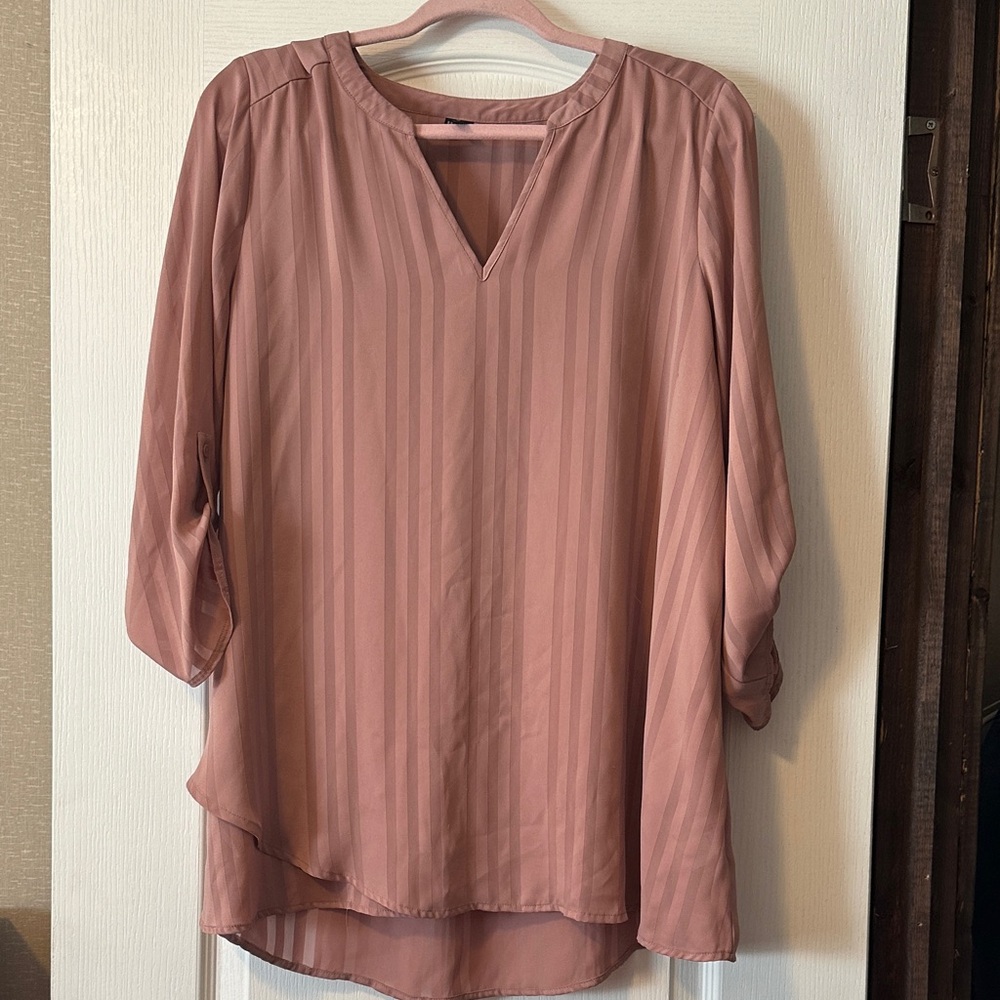 Maurices Mauve Striped V-Neck Blouse